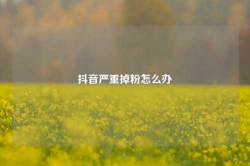 抖音严重掉粉怎么办